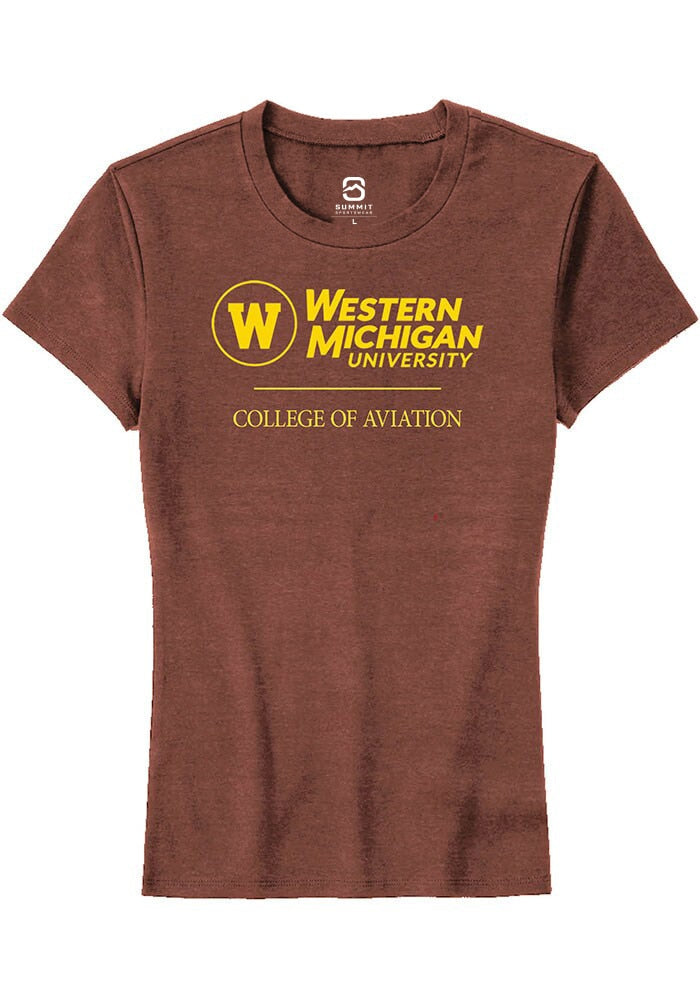 Western Michigan Broncos Womens Brown College of Aviation Short Sleeve T-Shirt