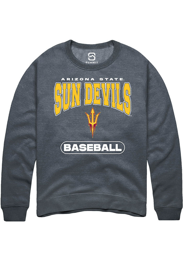 Arizona State Sun Devils Mens Charcoal Baseball Long Sleeve Crew Sweatshirt