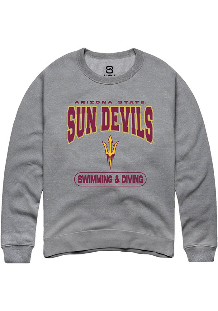 Arizona State Sun Devils Mens Grey Swimming and Diving Long Sleeve Crew Sweatshirt