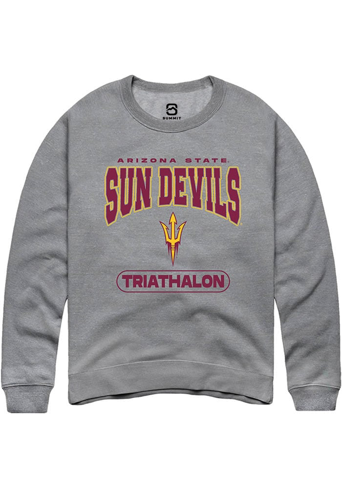 Arizona State Sun Devils Mens Grey Triathalon Long Sleeve Crew Sweatshirt