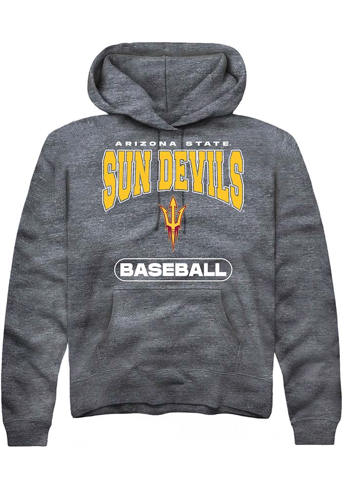 Arizona State Sun Devils Mens Charcoal Baseball Long Sleeve Hoodie