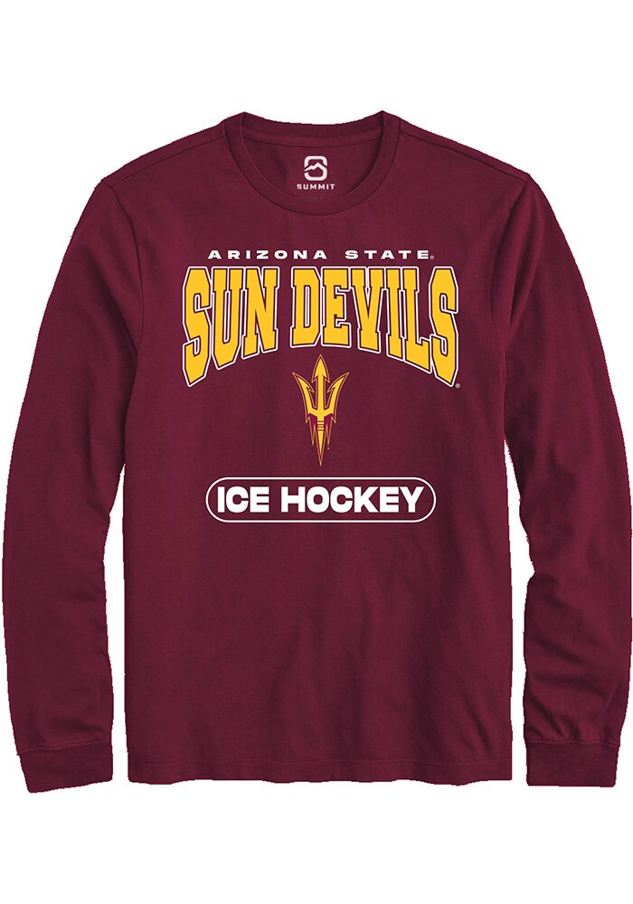 Arizona State Sun Devils Maroon Ice Hockey Long Sleeve T-Shirt