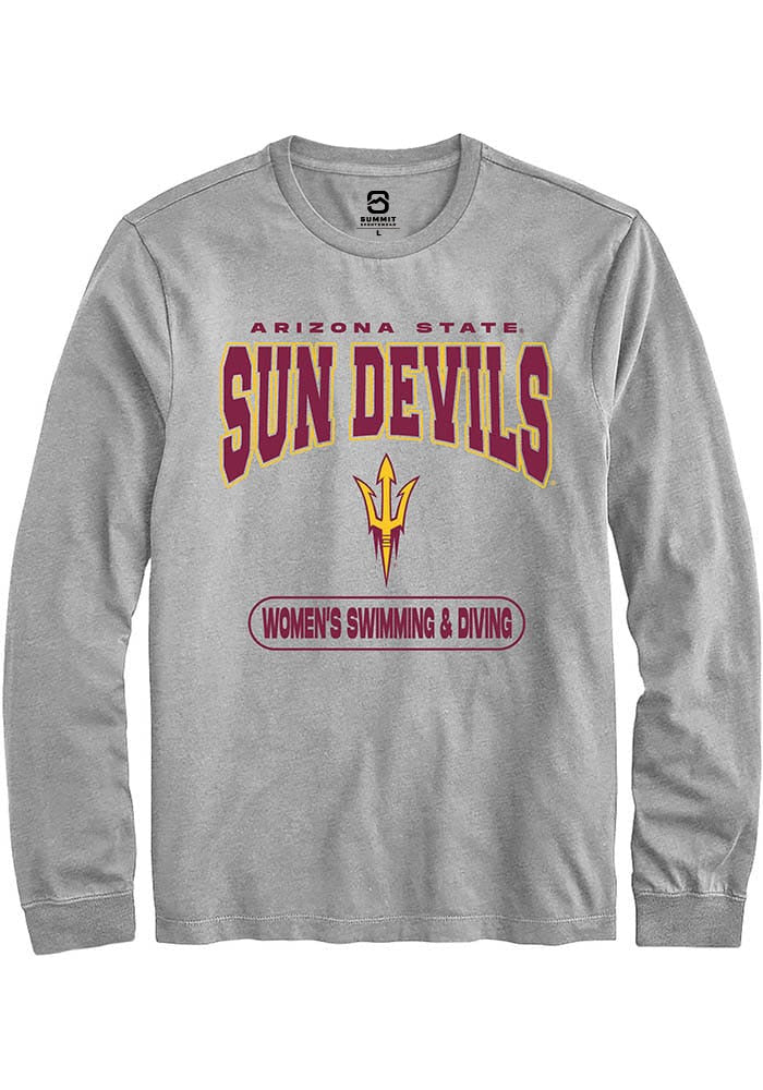 Arizona State Sun Devils Grey Womens Swimming and Diving Long Sleeve T-Shirt
