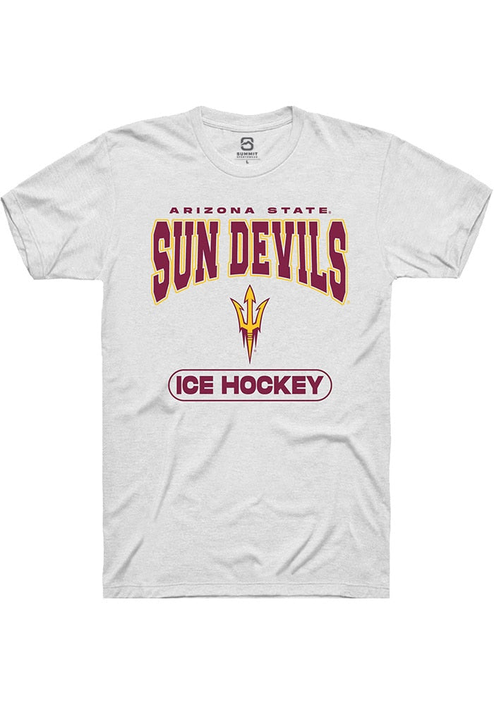 Arizona State Sun Devils White Ice Hockey Short Sleeve T-Shirt