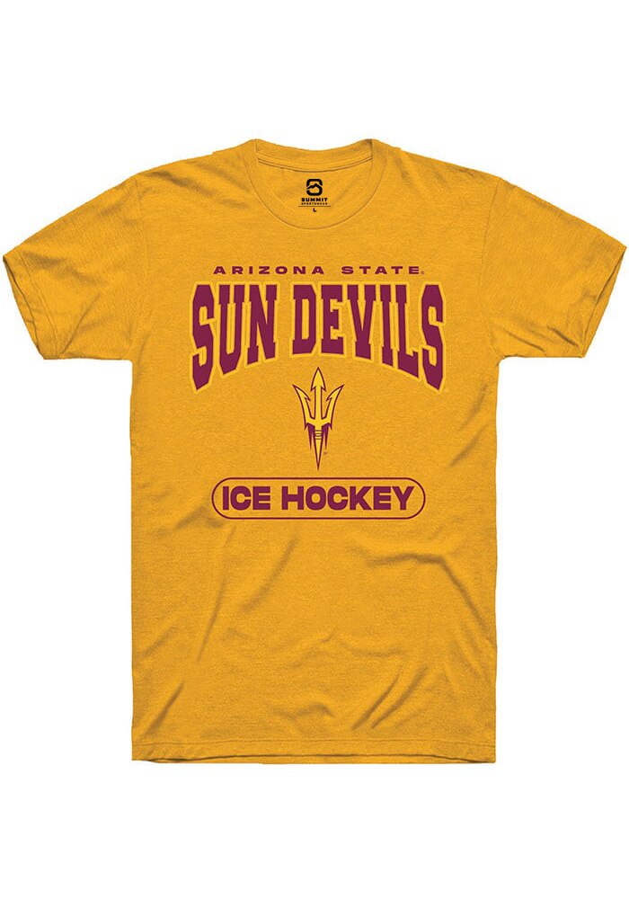 Arizona State Sun Devils Gold Ice Hockey Short Sleeve T-Shirt