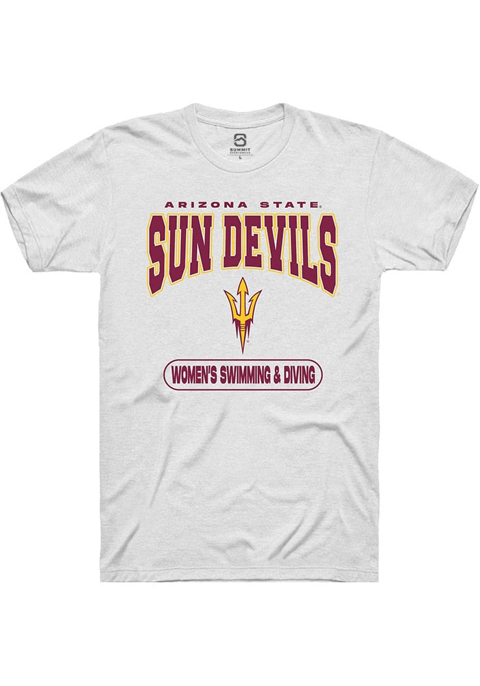 Arizona State Sun Devils White Womens Swimming and Diving Short Sleeve T-Shirt