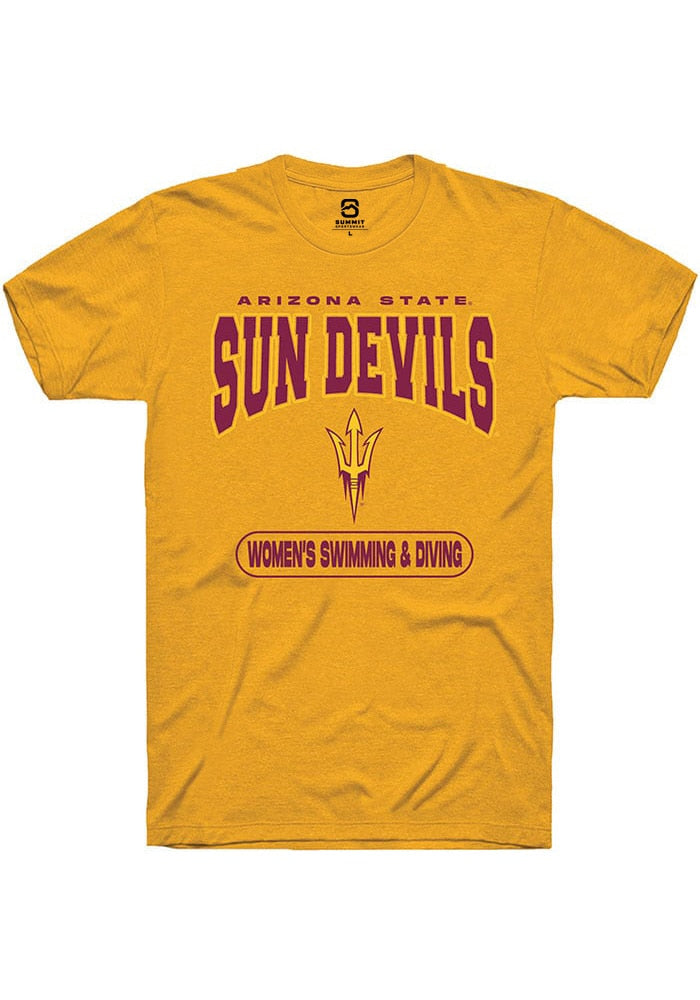 Arizona State Sun Devils Gold Womens Swimming and Diving Short Sleeve T-Shirt