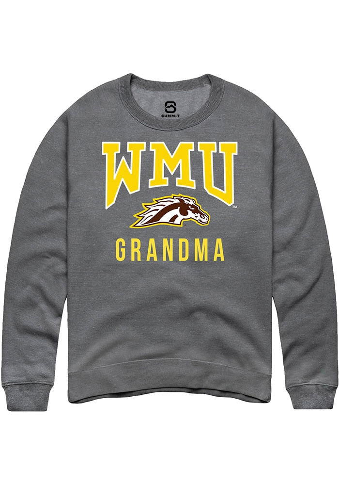 Western Michigan Broncos Mens Grey Grandma Long Sleeve Crew Sweatshirt