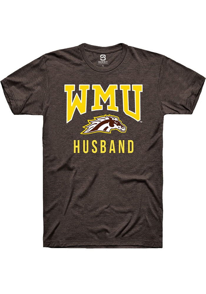 Western Michigan Broncos Brown Husband Logo Short Sleeve T-Shirt