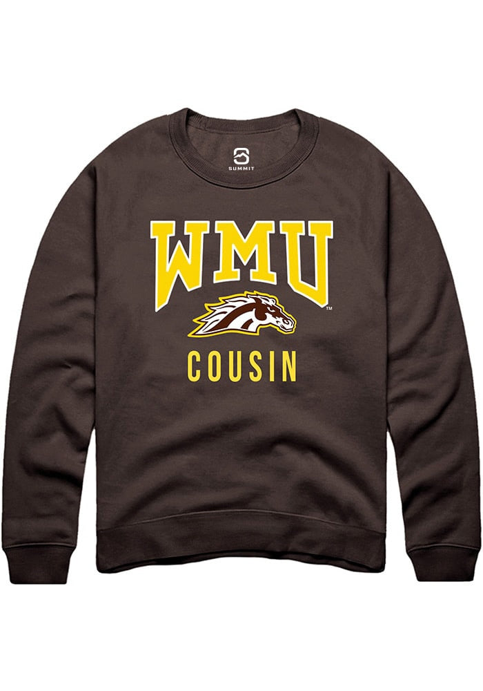 Western Michigan Broncos Mens Brown Cousin Long Sleeve Crew Sweatshirt