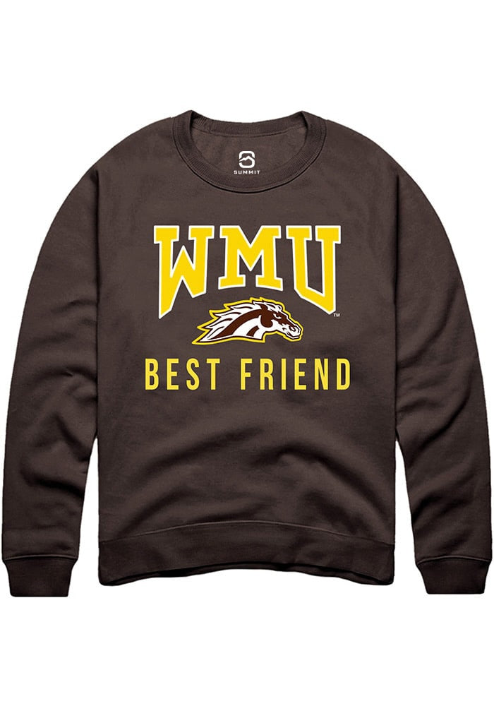 Western Michigan Broncos Mens Brown Best Friend Long Sleeve Crew Sweatshirt