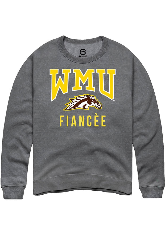 Western Michigan Broncos Mens Grey Fiancée Long Sleeve Crew Sweatshirt