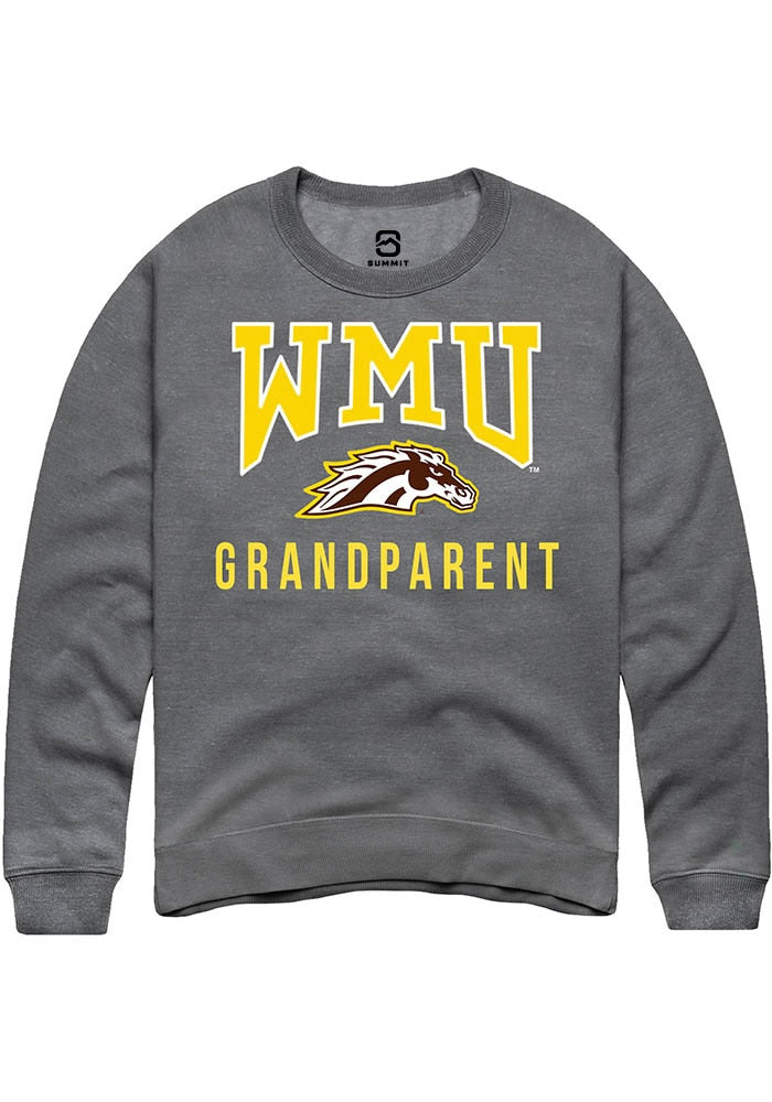Western Michigan Broncos Mens Grey Grandparent Long Sleeve Crew Sweatshirt