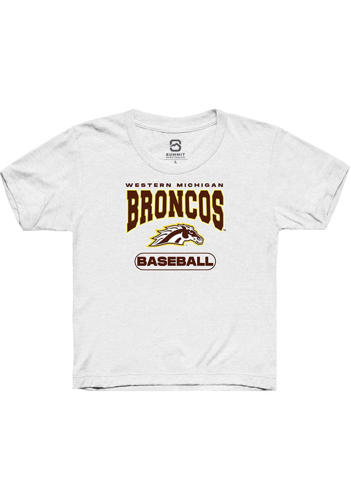 Western Michigan Broncos Youth White Baseball Short Sleeve T-Shirt