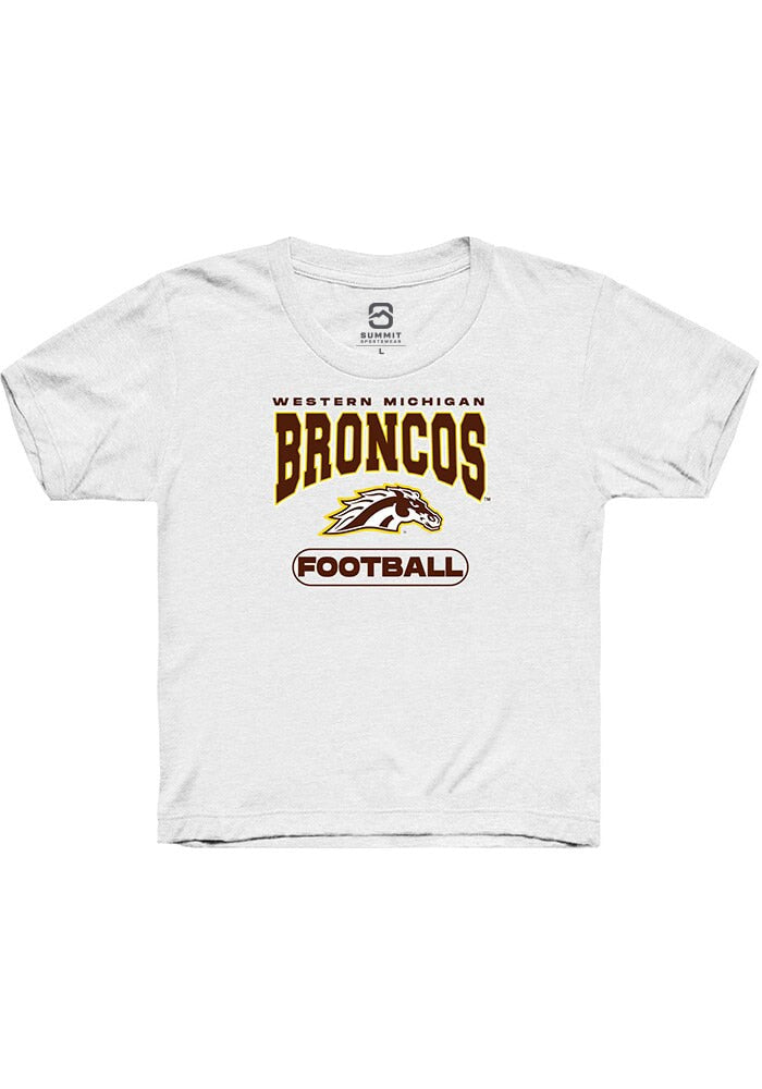 Western Michigan Broncos Youth White Football Short Sleeve T-Shirt