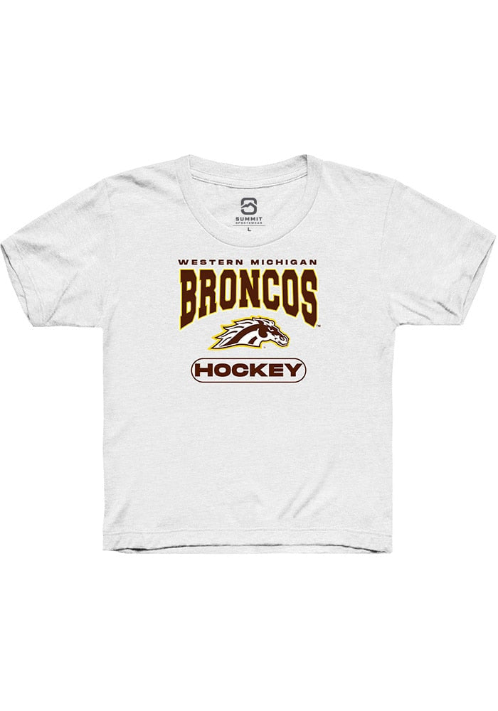 Western Michigan Broncos Youth White Hockey Short Sleeve T-Shirt
