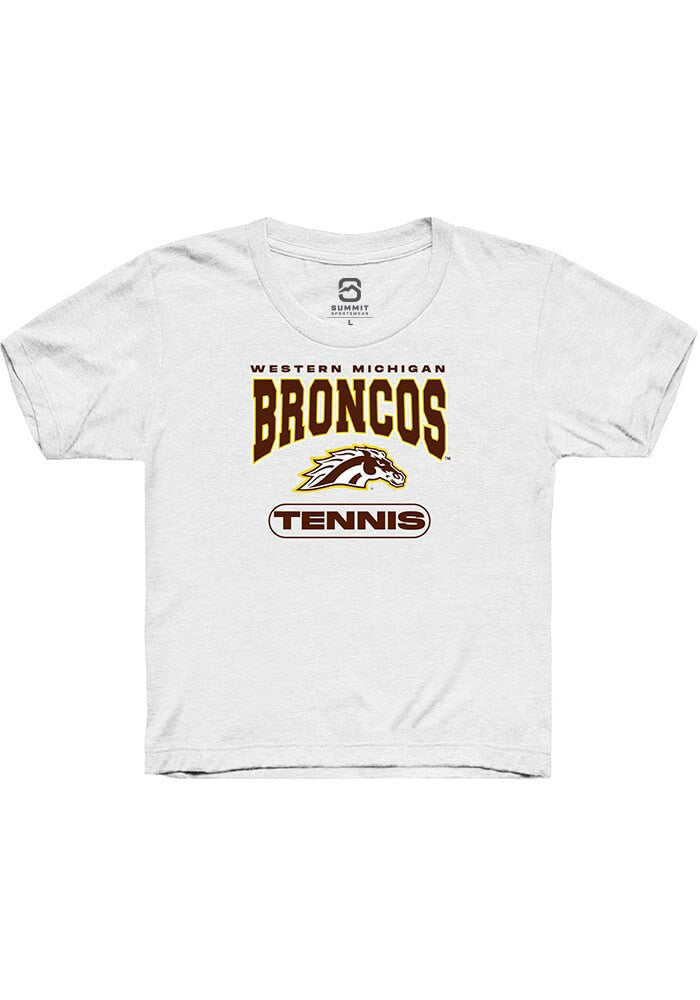 Western Michigan Broncos Youth White Tennis Short Sleeve T-Shirt