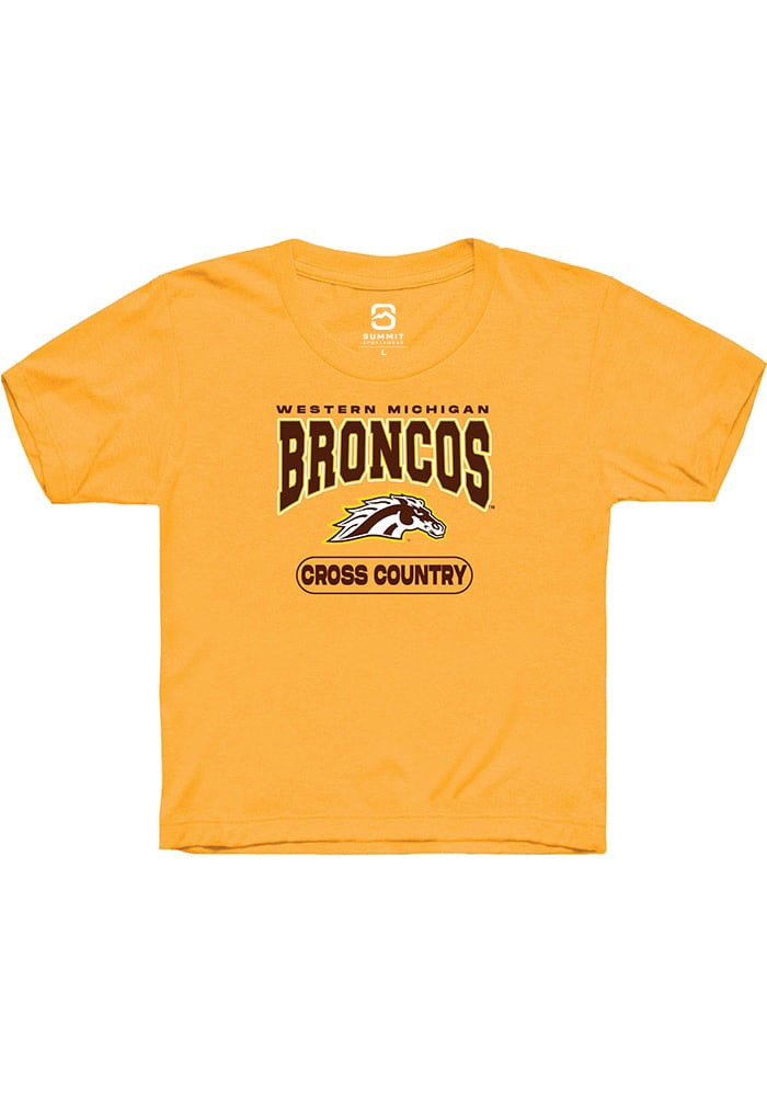 Western Michigan Broncos Youth Gold Cross Country Short Sleeve T-Shirt