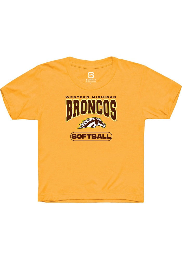 Western Michigan Broncos Youth Gold Softball Short Sleeve T-Shirt