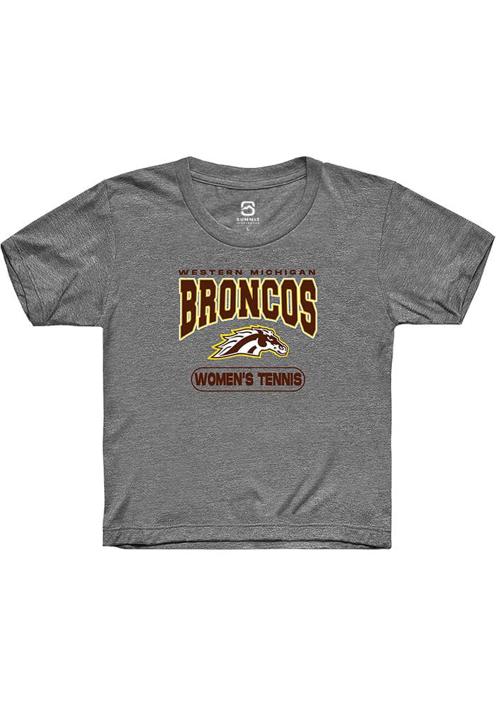 Western Michigan Broncos Youth Grey Womens Tennis Short Sleeve T-Shirt