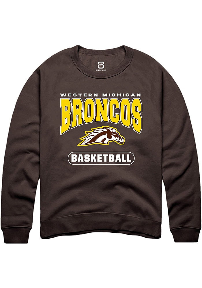 Western Michigan Broncos Mens Brown Basketball Logo Long Sleeve Crew Sweatshirt