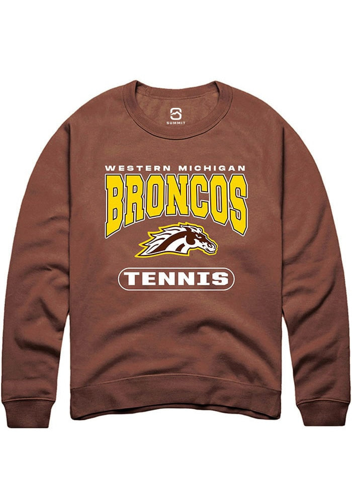 Western Michigan Broncos Mens Brown Tennis Long Sleeve Crew Sweatshirt