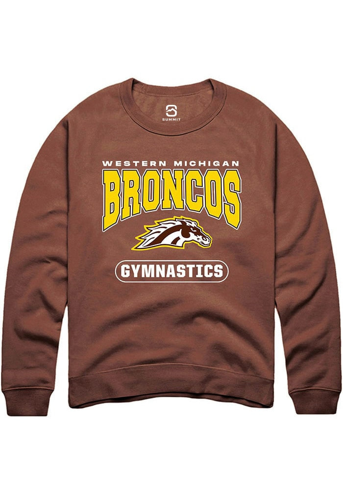 Western Michigan Broncos Mens Brown Gymnastics Long Sleeve Crew Sweatshirt