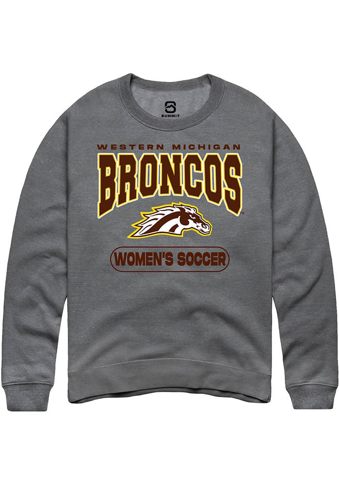 Western Michigan Broncos Mens Grey Womens Soccer Long Sleeve Crew Sweatshirt