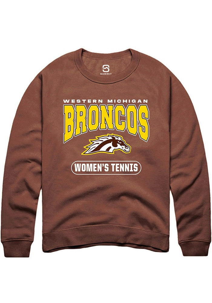 Western Michigan Broncos Mens Brown Womens Tennis Long Sleeve Crew Sweatshirt
