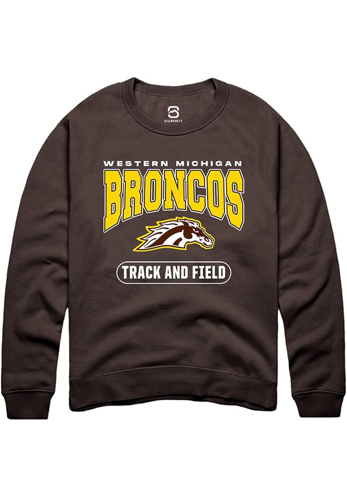 Western Michigan Broncos Mens Brown Track and Field Logo Long Sleeve Crew Sweatshirt