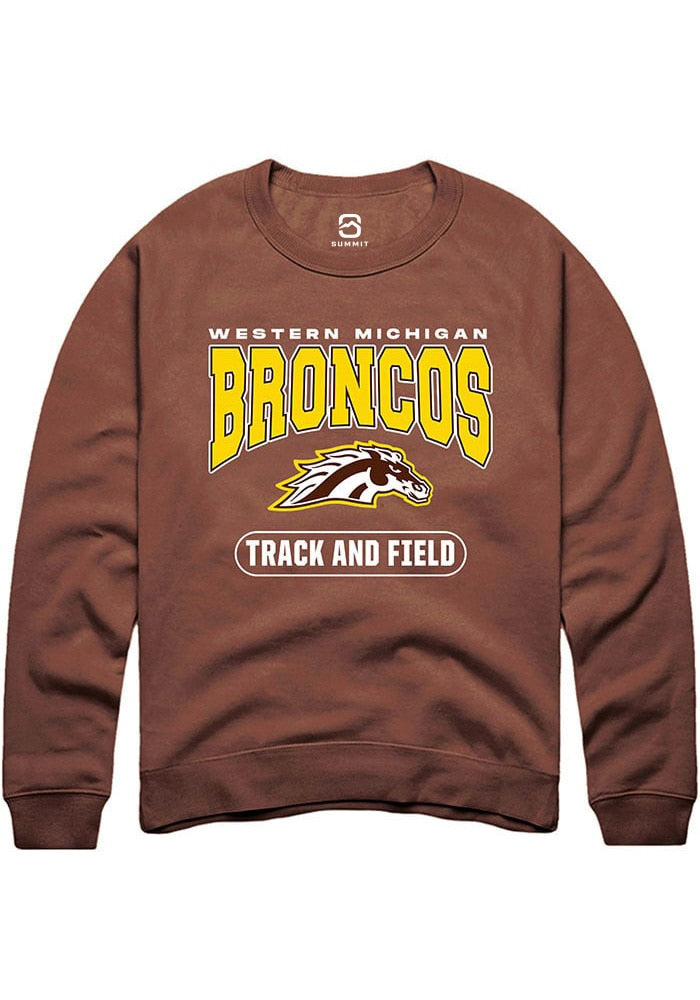 Western Michigan Broncos Mens Brown Track and Field Long Sleeve Crew Sweatshirt