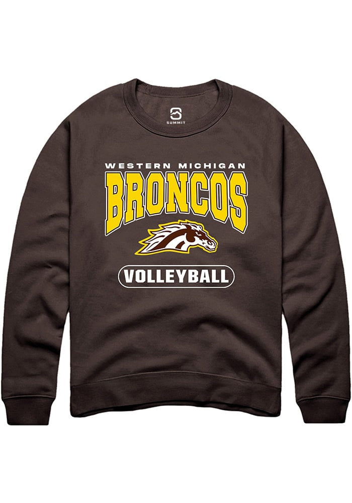 Western Michigan Broncos Mens Brown Volleyball Logo Long Sleeve Crew Sweatshirt