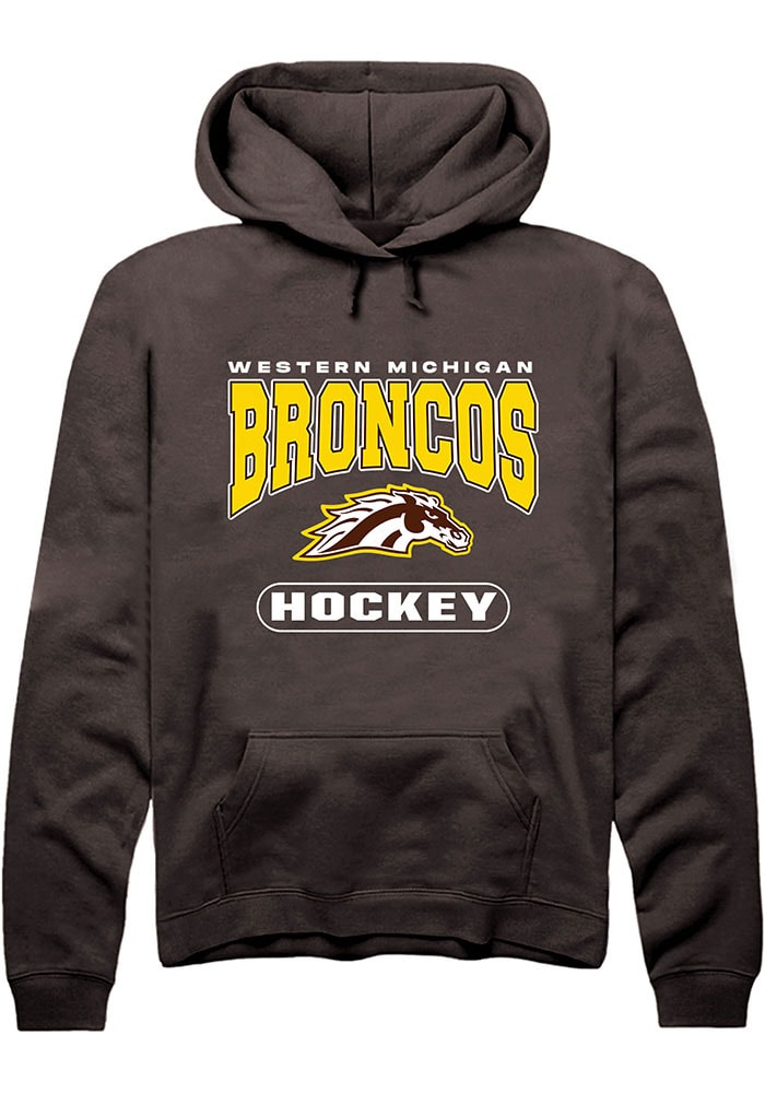 Western Michigan Broncos Mens Brown Hockey Logo Long Sleeve Hoodie