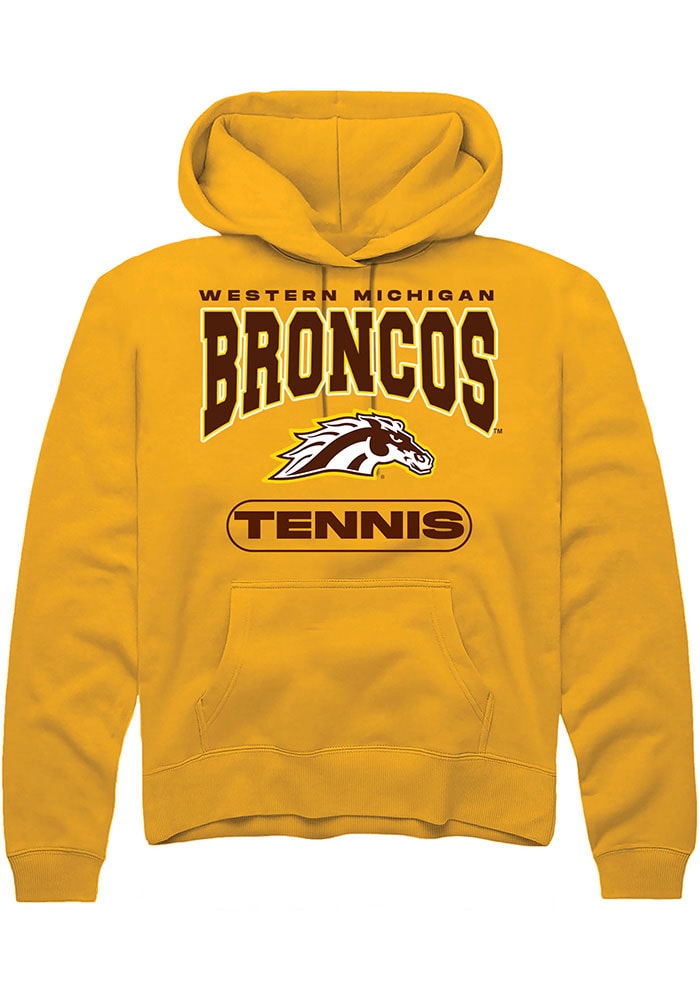 Western Michigan Broncos Mens Gold Tennis Long Sleeve Hoodie