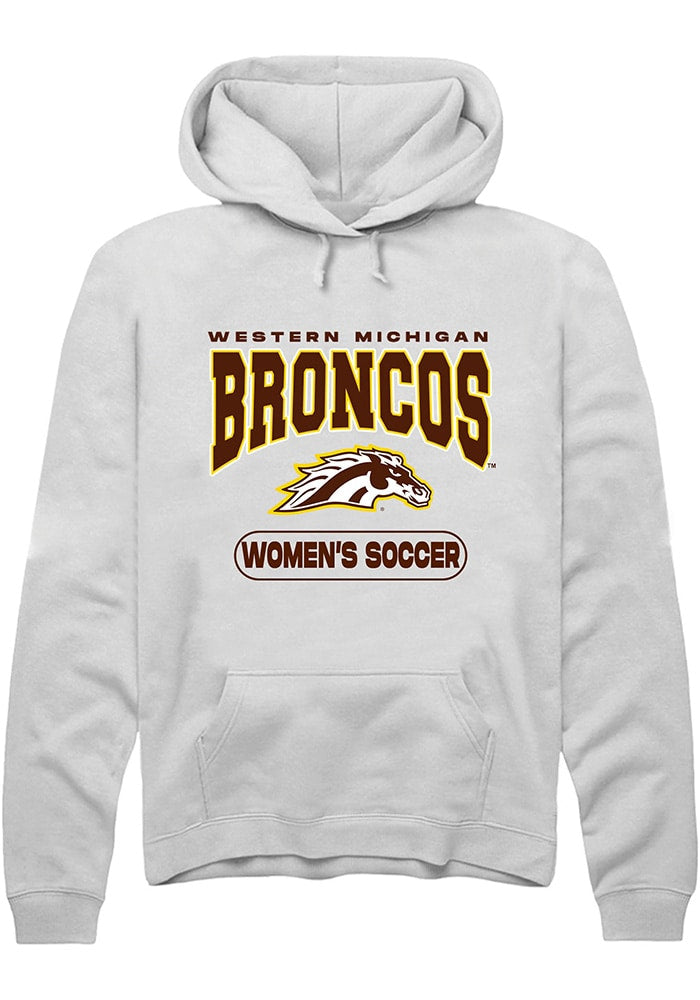 Western Michigan Broncos Mens White Womens Soccer Long Sleeve Hoodie