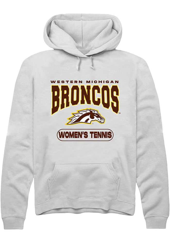 Western Michigan Broncos Mens White Womens Tennis Long Sleeve Hoodie