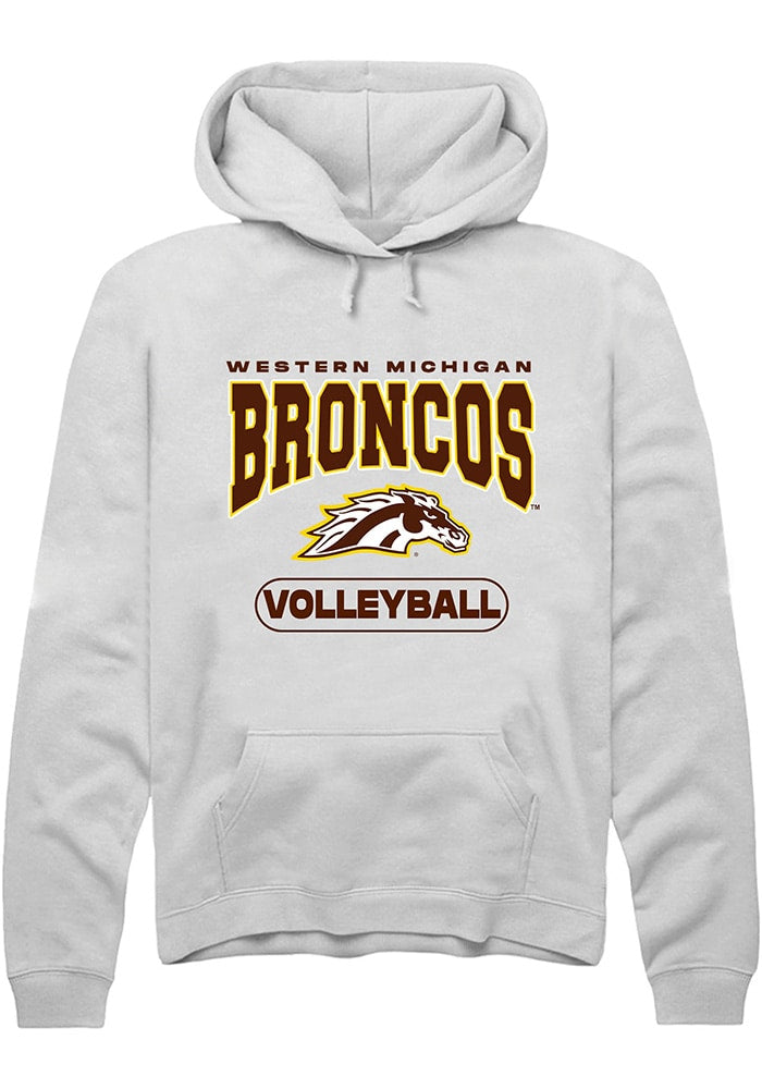 Western Michigan Broncos Mens White Volleyball Long Sleeve Hoodie
