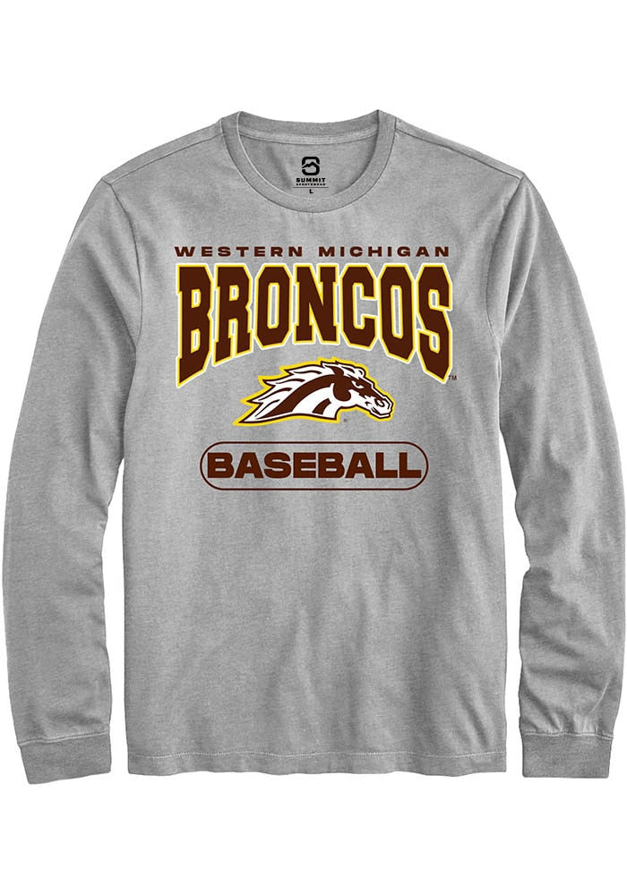 Western Michigan Broncos Grey Baseball Long Sleeve T-Shirt