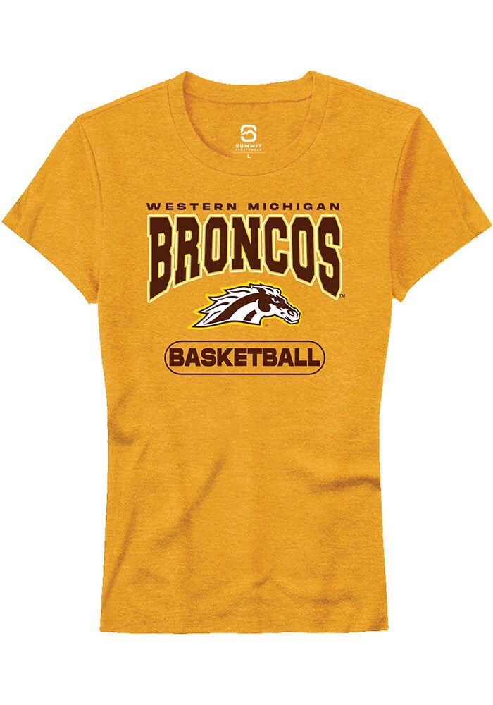 Western Michigan Broncos Womens Gold Basketball Short Sleeve T-Shirt