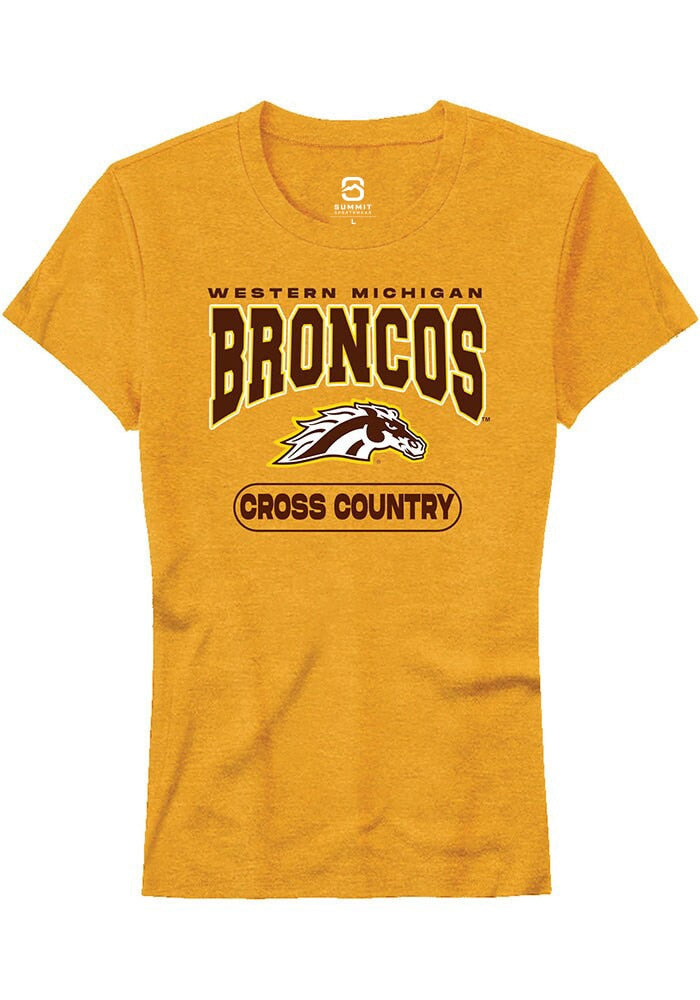 Western Michigan Broncos Womens Gold Cross Country Short Sleeve T-Shirt