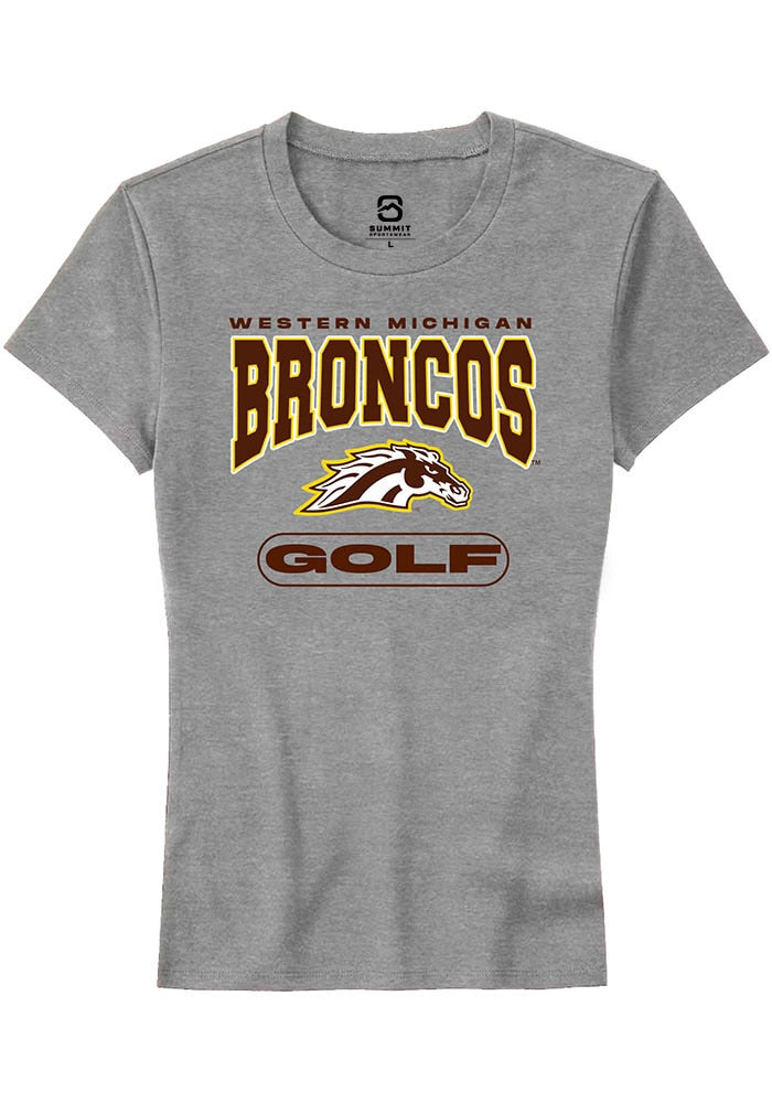 Western Michigan Broncos Womens Grey Golf Short Sleeve T-Shirt