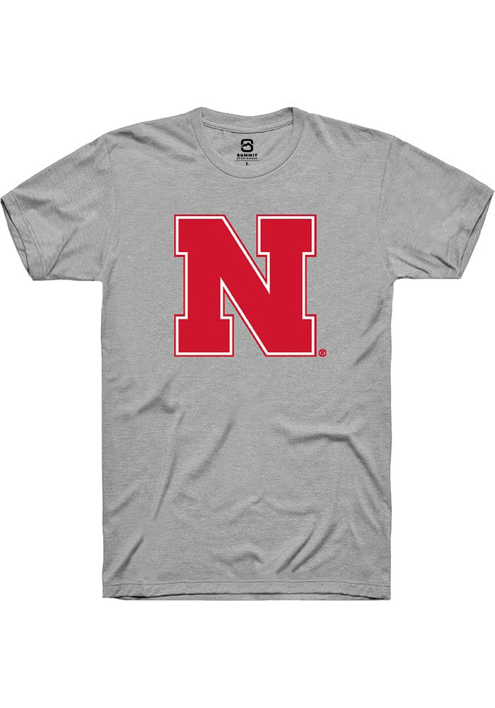 Nebraska Cornhuskers Grey Primary Logo Short Sleeve T-Shirt