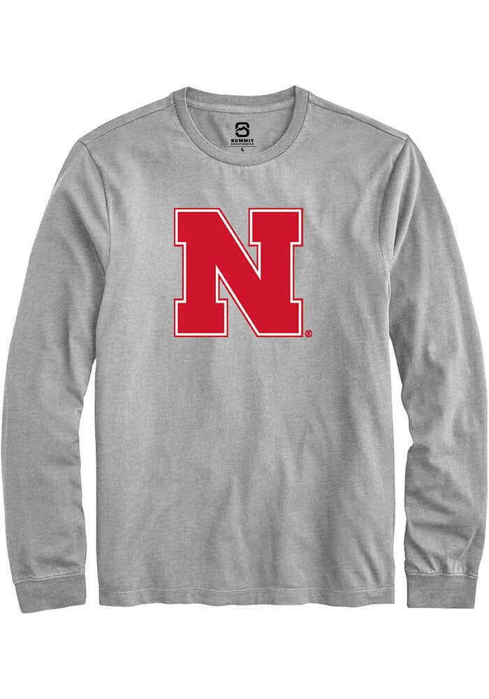 Nebraska Cornhuskers Grey Primary Logo Long Sleeve T-Shirt