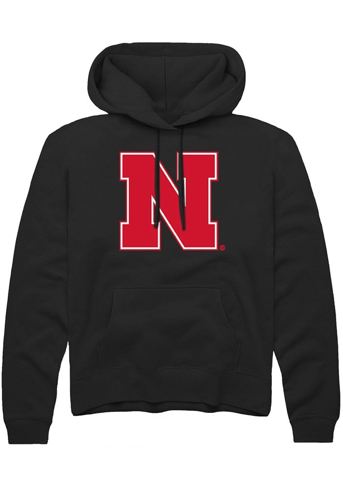 Nebraska Cornhuskers Mens Black Primary Design Long Sleeve Hoodie