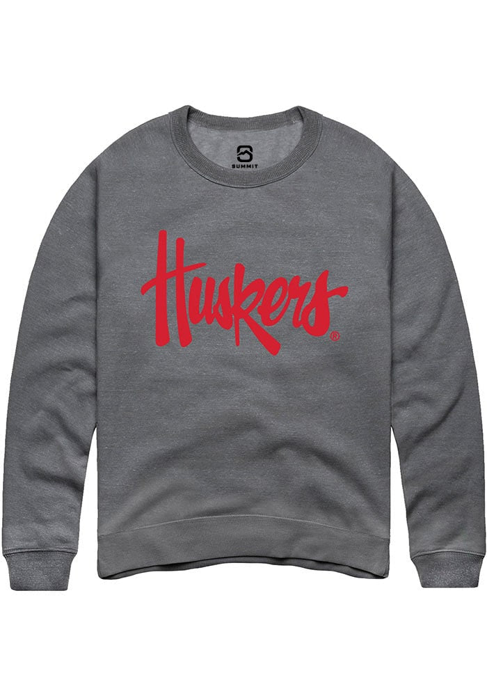 Nebraska Cornhuskers Mens Grey Alt Logo Long Sleeve Crew Sweatshirt
