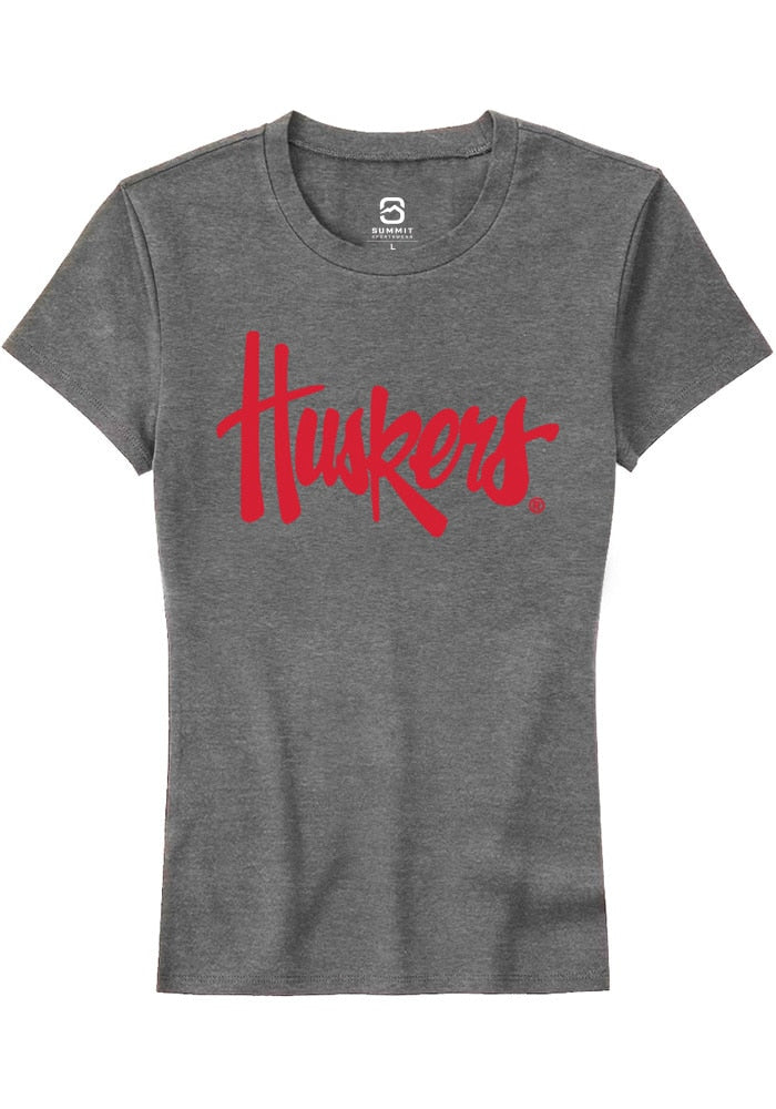 Nebraska Cornhuskers Womens Grey Alt Logo Short Sleeve T-Shirt