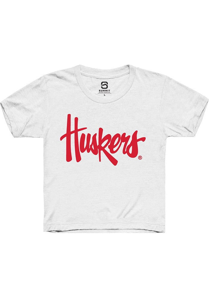 Nebraska Cornhuskers Youth White Alt Logo Short Sleeve T-Shirt
