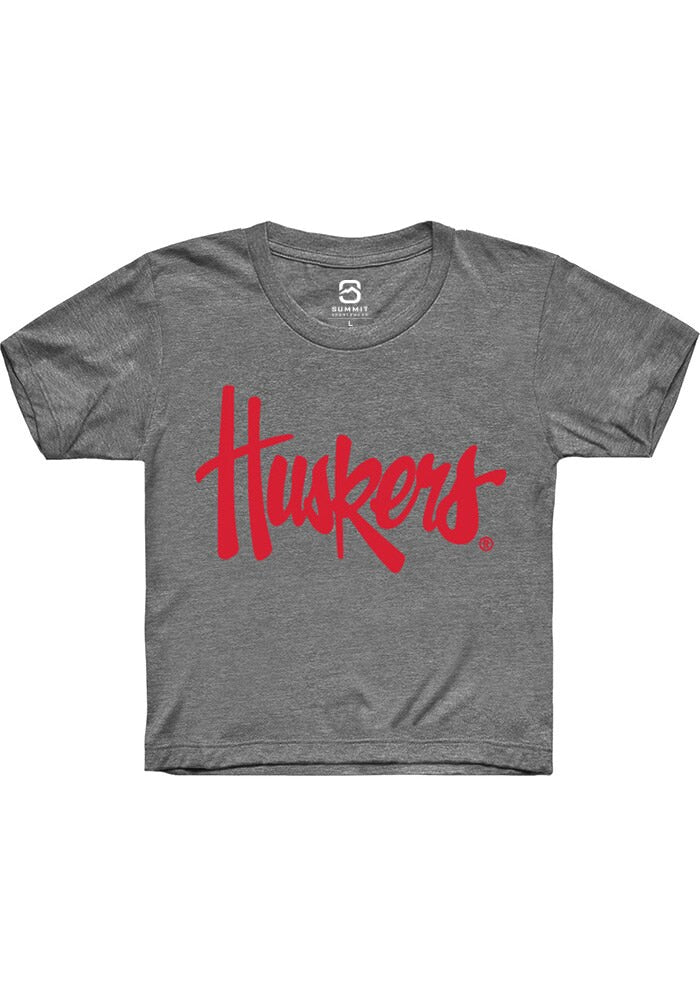 Nebraska Cornhuskers Youth Grey Alt Logo Short Sleeve T-Shirt