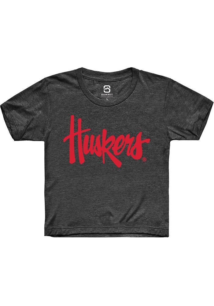Nebraska Cornhuskers Youth Charcoal Alt Logo Short Sleeve T-Shirt