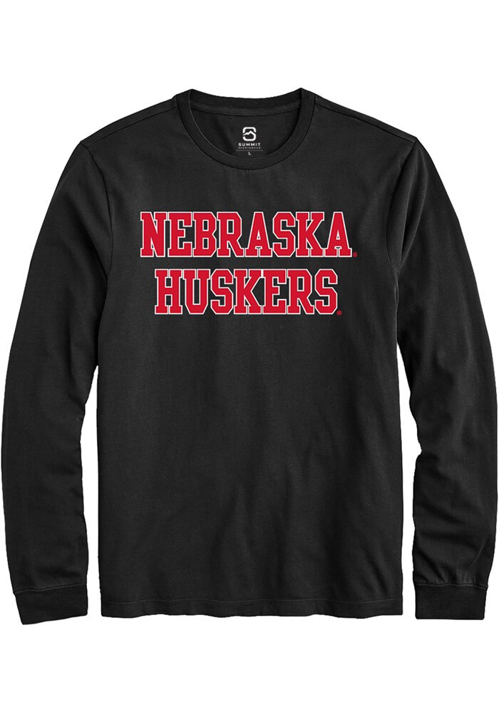 Nebraska Cornhuskers Black Straight Block Long Sleeve T-Shirt